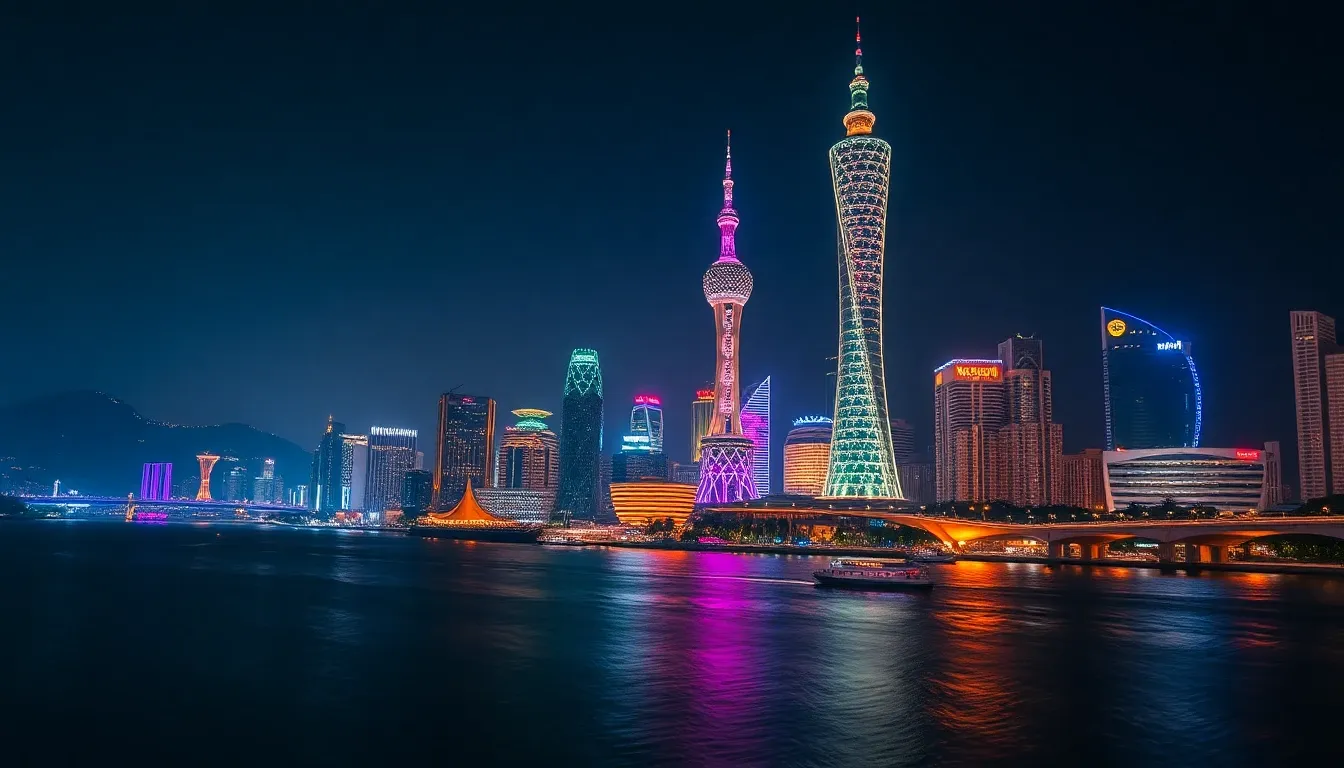 Filming in Guangzhou with Canton Tower view